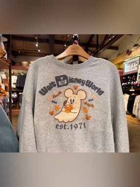 Disney World Gray Halloween Cutie Ghost Mickey Sweatshirt